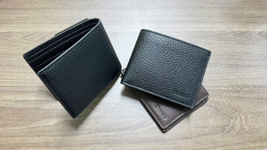 Portefeuille fin pour homme en cuir véritable Beena, fermeture pliante, imperméable, design minimaliste de luxe, noir, taille courte, usage quotidien, polyester - Product Image 5