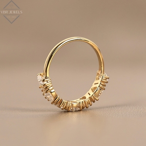 Anillo de eternidad de lujo con diamantes de corte mixto en oro amarillo, con baguette y redondos, para novia, boda, aniversario, proveedor de joyería para mujer - Product Image 3