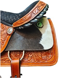 Selle de cheval Western en cuir de qualité supérieure pour la course de barillets, taille 17 pouces, siège disponible - Product Image 3