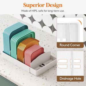 Organizzatore per Armadio da Cucina con 8 Divisori Regolabili, 9 Scomparti, Contenitore Espandibile per Alimenti con Supporto per Coperchi, per Organizzazione Dispensa - Product Image 6