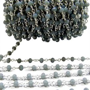 Grey <b>Moonstone</b> Rondelle Faceted 3-4mm Bead Rosary chain <b>Moonstone</b> Beaded Handmade Chain - Product Image 6