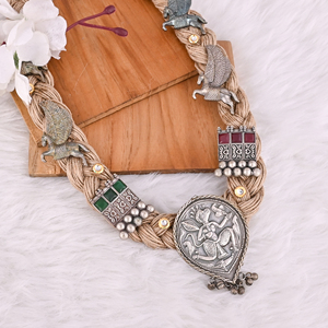 Boho Braided Jute Rope Egyptian Bastet <b>Statement</b> <b>Necklace</b> - Product Image 2