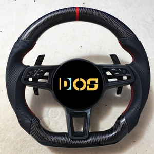 Volant en cuir <span class=keywords><strong>orange</strong></span> personnalisé DOS pour Porsche Cayenne Macan Cayman 718 991 911 Panamera Volant en <span class=keywords><strong>fibre</strong></span> de carbone avec LED - Product Image 4