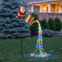 Guirlande lumineuse solaire de Noël multicolore pour extérieur, avec motif de père Noël et bouilloire, pour jardin, pelouse et allée