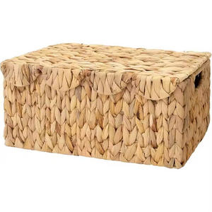 Rectangular Eco-Friendly Handmade Modern Storage Basket for Home Use on Top of <b>Cabinet</b> Woven From Water Hyacinth - Product Image 1
