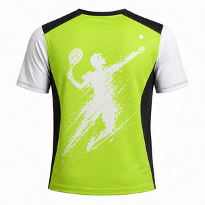 Camiseta personalizada de poliéster para hombre, para club de pádel, ropa deportiva de tenis, camiseta para partidos de deportes de raqueta - Product Image 3