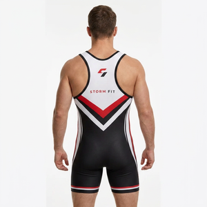 Combinaison de lutte pour hommes, impression par sublimation, coupe ajustée, compression, séchage rapide, spandex, polyester, vêtements de sport - Product Image 4