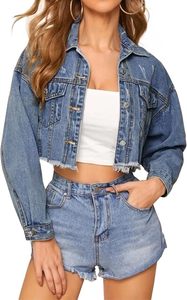 Blue <b>Denim</b> <b>Jacket</b> High Quality short Women's Coat Fashion Casual Short <b>Jacket</b> for Women <b>Denim</b> <b>Cropped</b> Tops - Product Image 6