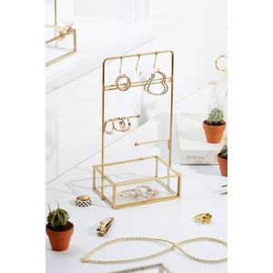 Organisateur de bijoux en verre avec cadre en métal doré de luxe pour le rangement et la suspension de décorations d'intérieur (vente en gros) - Product Image 3