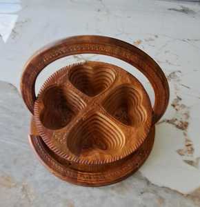 Low Price Wooden Divided Snack Bowl with Decorative Handle for Dry Fruits, Cashews, Almonds, Seeds and Home <b>Table</b> Serving - Product Image 4