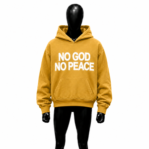 เสื้อฮู้ดกราฟิกผู้ชายลาย "No God No Peace" ทรงโอเวอร์ไซส์ สไตล์สตรีทแวร์ เสื้อสเวตเชิ้ตแบบสวม Unisex สำหรับผู้ชายและผู้หญิง แฟชั่นลำลอง เสื้อฮู้ดมีฮู้ด - Product Image 1