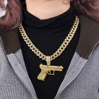 Collier pendentif unique style pistolet plaqué or, tendance hip-hop, nouveauté, best-seller transfrontalier pour accessoires vestimentaires