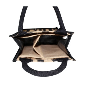 All-Over Zebra Texture Print Jute Wine <b>Bag</b> with Padded Rope Handle and PP Laminated Two Bottle Separator Promotional <b>Bags</b> - Product Image 5