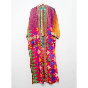 Nuevo Kimono Elegante y Moderno 100% Seda Pura, Estilo Vintage Bohemio, Largo hasta el Suelo, Abierto por Delante, Túnica Étnica para Mujer - Product Image 1