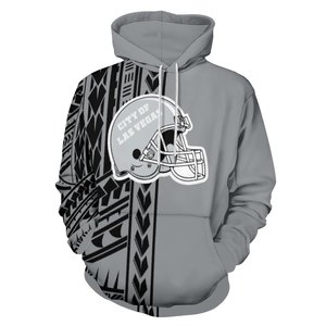 Sweat-shirt à capuche gris pour homme, imprimé géométrique, design casque de football, coupe décontractée, impression numérique, logo frontal, vêtement d'hiver - Product Image 1