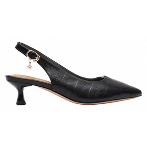 Ann'S Black Women Genuine Leather Pointed Toe Slingback Pumps Elegant <b>Kitten</b> <b>Heel</b> Dress <b>Shoes</b> Comfortable Office <b>Heels</b> - Product Image 2