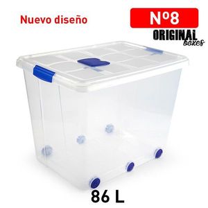 Contenitore di Stoccaggio Originale 86 L, Cesto in Plastica Trasparente con Ruote per Organizzazione Domestica - Product Image 1