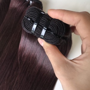 Precio de fábrica 100% Virgen cruda vietnamita Trama humana Peluca de encaje hueso recto uva Color vino Super doble extensiones de cabello dibujado - Product Image 5