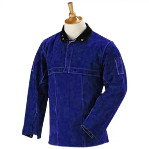 เสื้อแจ็คเก็ตหนังวัวแท้คุณภาพสูงสำหรับงานเชื่อม ทนทานต่อการเสียดสี ความร้อน และประกายไฟ พร้อมแถบสะท้อนแสงเพื่อความปลอดภัย สามารถปรับแต่งโลโก้ได้ - Product Image 2