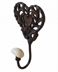 Antique Metal Heart Wall <b>Hook</b> With Ivory Tip <b>Decorative</b> <b>Coat</b> <b>Hook</b> For Home Use Elegant Wall Accent - Product Image 1