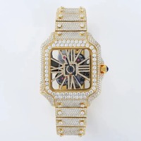 Montre analogique à quartz de luxe avec diamants étincelants, bracelet en alliage d'acier inoxydable, finition argentée, bijou élégant, cadeau de mode pour femmes