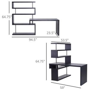 Black Office Desk with Display Stand Computer Desks Product - Product Image 3