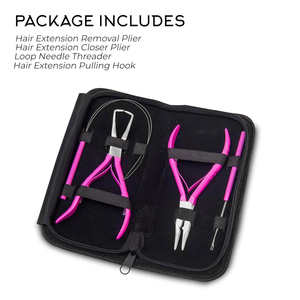 Kit de Herramientas de Alta Calidad para Extensiones de Cabello Tejidas a Mano con Pinzas de Acero Inoxidable Rosadas, Tijeras, Pinzas para Cabello, Agujas de Coser - Product Image 2
