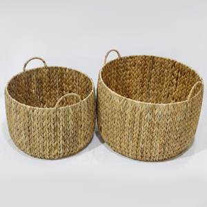 Juego de 2 Cestas de Almacenamiento Multifuncionales Hechas a Mano con Jacinto de Agua, Diseño Tejido Ecológico para Frutas y Maquillaje - Product Image 4