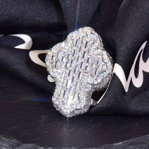 <b>Gold</b> Plated Cross Moissanite <b>Cocktail</b> <b>Ring</b> Pave Setting Luxury Party Jewelry Unisex - Product Image 4