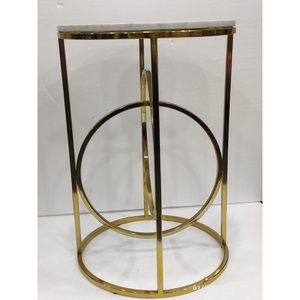 Modern Luxury Gold Stainless Steel <b>Console</b> <b>Table</b> with Geometric Criss-Cross Base For Home Entryway and Hotel Lobby Furniture - Product Image 3