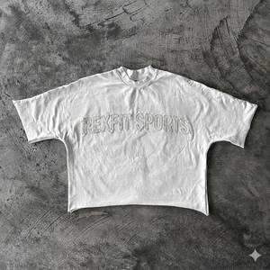 Boxy Cropped <b>Acid</b> Wash T Shirts Custom Distressed Embroidery Logo Loose Fit Private Label Streetwear <b>Drop</b> Shoulder T Shirts - Product Image 3