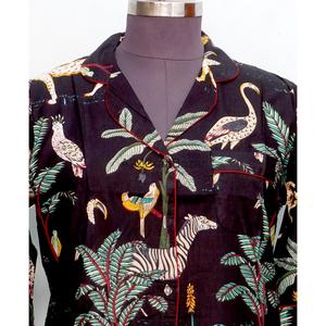 เดรสยาวพิมพ์ลายดอกไม้ผ้าฝ้ายแท้ 100% แขนทรงระฆัง พิมพ์ลายด้วยมือ คอวี ความยาวปานกลาง ทรงเชิ้ต สวมใส่สบายๆ สำหรับงานปาร์ตี้ฤดูร้อน - Product Image 3