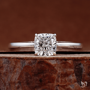 Anillo de Compromiso con Diamante Cultivado en Laboratorio, Corte Cojín, Certificado IGI, 1 Ct, Solitario Catedral, Banda Delgada Minimalista para Novia, Oro Blanco - Product Image 1