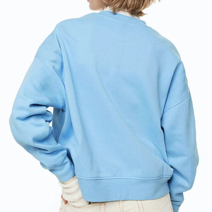 Sweat-shirt d'hiver décontracté surdimensionné pour femmes, col rond, imprimé, uni, tricoté, 100% coton, vente en ligne du fabricant - Product Image 3