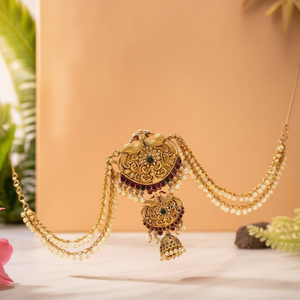 Premium Peacock Jada Billai with White Bead Maatil-Casual Style - Product Image 3