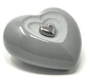 Urne funéraire miniature en forme de cœur bicolore gris pour cendres, cœur pour cendres funéraires en métal laiton/aluminium - Product Image 2