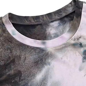 <b>Men's</b> Tie-Dye Short Sleeve <b>Crop</b> T-Shirt O-Neck Knitted Casual Oversized Patterned <b>Top</b> - Product Image 4