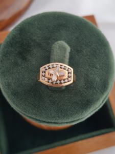 18K Rose Gold Diamond Peacock Motif <b>Ring</b> Vintage Filigree Designer <b>Statement</b> <b>Ring</b> for Women Daily Wear Gift High Polish Finish - Product Image 4