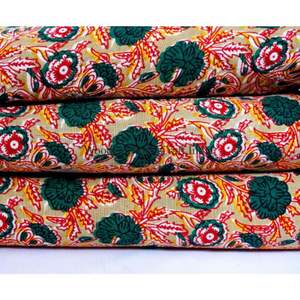 Tissu en coton imprimé à la main indien, fait à la main, pour la confection de robes pour femmes - Product Image 6