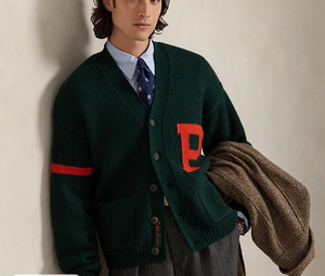 Cárdigan Verde de Lana con Cuello en V y Letra P Roja, Suéter Tejido Estilo Preppy, Manga Larga, Ropa de Invierno - Product Image 6
