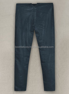 Pantalon en cuir décontracté pour homme de haute qualité, style western américain, en cuir de vache véritable, taille haute, coupe droite, noir, imperméable, séchage rapide - Product Image 2