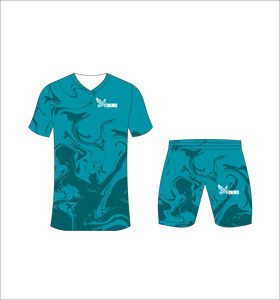 Conjunto de Camiseta y Pantalones Cortos de Fútbol Sublimados Ferocious para Hombre, Cuello en V, Absorbe la Humedad, Ropa Deportiva para Todas las Temporadas, Estampado, Venta al Por Mayor, OEM - Product Image 3