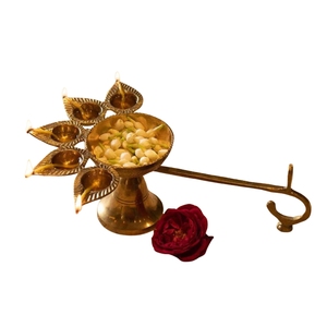 Handmade Colorful Metal Lotus Flower Brass Diya Oil Lamp Tealight Holder <b>Set</b> Of 4 for Indian Festivals Diwali Wedding Urli Decor - Product Image 4