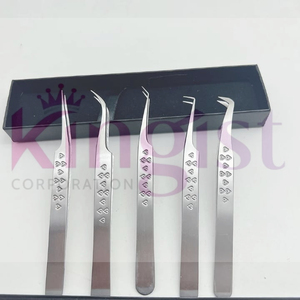 <b>Precision</b> Stainless Steel Eyelash Tweezers Set Smooth Tip Curved Straight For Beauty Application - Product Image 3