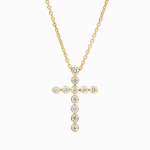 Diamond Cross <b>Necklace</b> with 0.3 CTW Round Cut Lab-Grown Diamonds in White Gold - Product Image 1