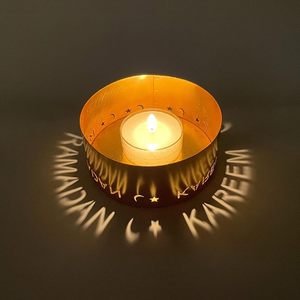 Portavelas de Metal Hecho a Mano con Recortes de Luna y Estrella, Linterna Decorativa Redonda para Velas Votivas, Decoración del Hogar y Meditación - Product Image 2