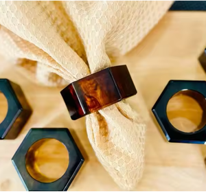 Wood Resin Napkin <b>Rings</b> Round Table Decor Handcrafted Dinner Napkin Holders for Wedding Party Home Dining - Product Image 3