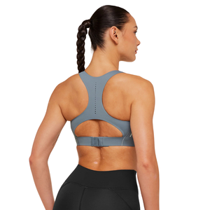 Soutien-gorge de sport pour femme, bleu fer, avec logo personnalisé, en nylon et élasthanne, haute élasticité, respirant, pour la course, la gym, le fitness et l'entraînement - Product Image 2