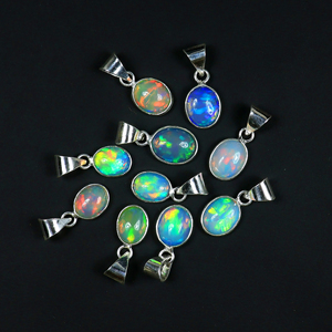 New Arrival 925 Sterling Silver Plated Natural <b>Opal</b> <b>Pendant</b> Oval Cabochon Gemstone Fashion Jewelry for Wholesale Manufacarers - Product Image 1