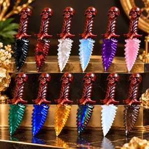 Vente en gros de poignards artisanaux en pierres mélangées avec manche en crâne gothique – Couteau de collection fantaisie et cadeau unique - Product Image 5